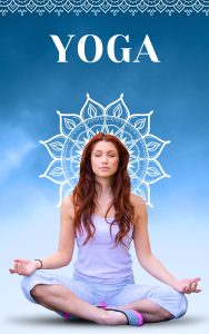 Blue And White Modern Women Yoga Photo Book Cover